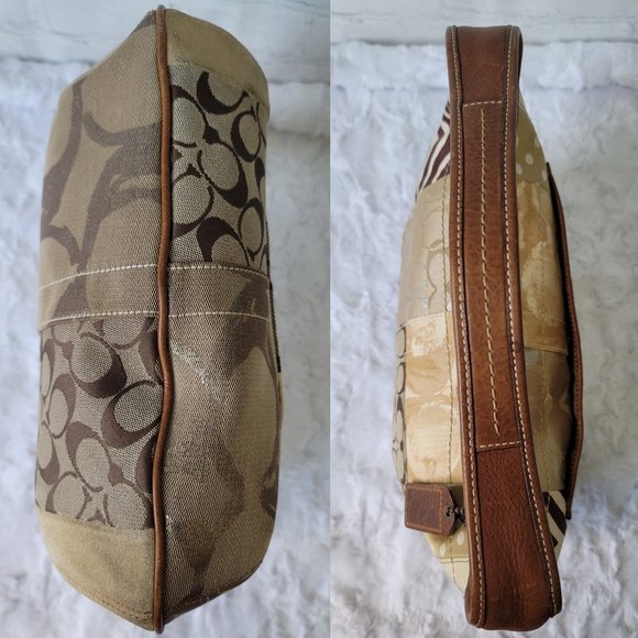 COACH 10808 Ergo Patchwork Leather Canvas Suede Hobo in Earth Tone Brown Color - Picture 6 of 12